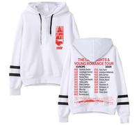 Sombr The Late Nights And Young Romance Tour Pull à capuche sans poche Barres parallèles Manches Streetwear, blanc, M