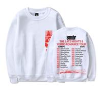 Sombr The Late Nights And Young Romance Tour T-shirt à manches longues pour femme et homme, blanc, L
