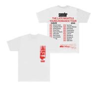Sombr The Late Nights and Young Romance Tour T-Shirts Femmes Hommes Mode Col Rond Manches Courtes Tee, blanc, XL