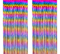 Sombre Rainbow Bande Fond - AILEXI 2pcs 1M*2M Rideau Frangé de Feuille pour La Décoration de Fête de Photo