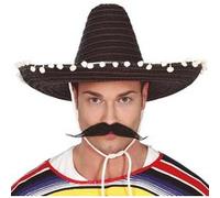 sombrero chapeau de paille mexicain 45cm noir - guirca 13637 Noir G