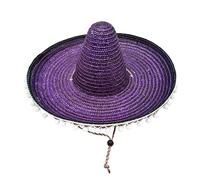 Sombrero en paille à large bord et frange blanche | Mentonnière réglable avec bascule coulissante, frange blanche festive, léger pour les vacances et les