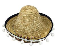 Sombrero mexicain avec pompons pour enfants - 25 cm/naturel - Accessoire chapeau pour costume mexicain
