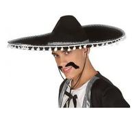 Sombrero mexicain pompons blanc - Déguisements et fêtes Noir G