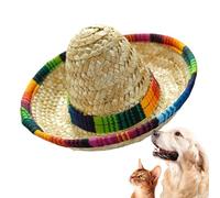 Sombrero Party Hats - Straw, 6.3x6.3x3.35in Woven Wide-Brim Headband Festive | Colorful Mini Costume Hat For Kids & Pets, Party Decoration Accessory For Birthdays, Celebrations, Photo Shoots