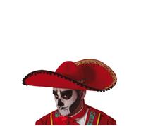 FIESTAS GUIRCA Chapeau rouge mexicain en feutre jour des morts
