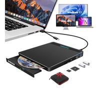 SOMDARHK Lecteur DVD Externe pour Ordinateur Portable:USB 3.0 Type-C CD DVD Graveur Externe avec SD/TF/2 Ports USB Transfert Rapide & Aluminium Externe CD Lecteur pour Mac
