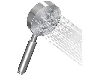 SOMDARHK Pommeau de douche à économie d'eau en métal : acier inoxydable brossé haute pression - Douche à effet pluie - Boost de pression - Rond - Tête de douche universelle pour salle de bain