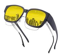 Somdiffy Lunettes Conduite de Nuit Polarisées - Surlunettes de Soleil Verre Jaune Anti-éblouissement Lunette Vision Nocturne pour Homme Femme