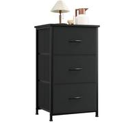 Somdot Commode à 3 tiroirs en tissu pour chambre à coucher, armoire, chevet, salon, buanderie, entrée, couloir, noir