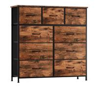 Somdot Commode de Rangement avec Dessus en Bois pour Salon, Chambre, Chambre d'enfant, Placard, Entrée, Couloir, 30P x 100L x 99H (9 Tiroirs), imprimé Grain de Bois