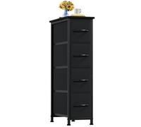 Somdot Commode étroite avec 4 tiroirs, commode de rangement fine avec tiroirs en tissu amovibles pour petits espaces, salle de bain, placard, chambre à coucher, buanderie, noir