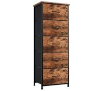 Somdot Commode Haute pour Chambre à Coucher, avec 5 tiroirs, Organiseur de Rangement en Tissu pour Placard, Chevet, Chambre d'enfant, buanderie, Salon, entrée, Couloir, imprimé Grain de Bois