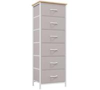 Somdot Commode haute pour chambre à coucher, avec 6 tiroirs et poches latérales, organiseur de rangement en tissu pour placard, chevet, chambre d'enfant, salon, entrée, couloir, gris cendré