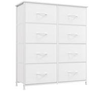 Somdot Commode haute pour chambre à coucher, avec 8 tiroirs, large organiseur de rangement en tissu pour placard, chambre d'enfant, chevet, salon, buanderie, entrée, couloir, cuir blanc