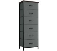 Somdot Commode haute pour chambre à coucher, avec poches latérales, organiseur de rangement à 6 tiroirs avec bacs en tissu pour placard, chevet, chambre d'enfant, salon, entrée, couloir, gris