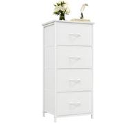 Somdot Commode haute pour chambre à coucher, commode de rangement à 4 tiroirs avec bacs en tissu amovibles pour salon, placard, chevet, chambre d'enfant, buanderie, entrée, couloir, blanc