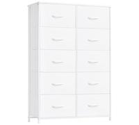 Somdot Commode pour chambre à coucher avec 10 bacs amovibles en tissu, commode à 5 niveaux, idéale pour placard, chambre d'enfant, salon, blanc