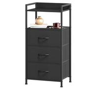 Somdot Commode pour chambre à coucher avec 3 tiroirs, table de chevet, meuble de rangement avec tiroirs en tissu pour placard, salon, chambre d'enfant, couloir, noir