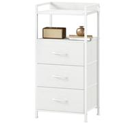 Somdot Commode pour chambre à coucher avec 3 tiroirs, table de chevet, meuble de rangement avec tiroirs en tissu pour placard, salon, chambre d'enfant, couloir, cuir blanc
