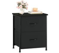 Somdot Table de chevet noire, table de chevet avec 2 tiroirs en tissu, table d'appoint pour chambre d'enfant, salon, dortoir, noir
