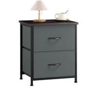 Somdot Table de Nuit Petite Commode 2 tiroirs Habillage Tissu Tour de Rangement Verticale Élément pour Chambre à Coucher Bureau Buanderie Placard Entrée Couloir Chambre d’Enfant, Gris Anthracite/Noir