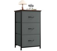 Somdot Table de Nuit Petite Commode 3 Tiroirs Habillage Tissu Tour de Rangement Verticale Élément pour Chambre à Coucher Bureau Buanderie Placard Entrée Couloir Chambre d’Enfant, Gris Anthracite/Noir