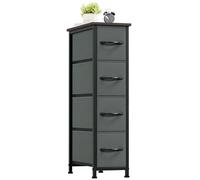 Somdot Tour de Rangement étroite Commode avec 4 Tiroirs en Tissu pour Chambre à Coucher Bureau Buanderie Entrée Couloir Chambre d'enfant, Gris Anthracite/Noir