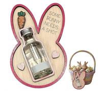 Some Bunny Needs a Shot! Easter Bunny Liquor Bottle Holder, Mini Shooter Bottle Display, BunnyWine Whiskey Bottles Display, Wooden Ornaments for Easter Party Birthday Animal Lovers Gifts (Rose)