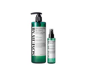 SOME BY MI AHA BHA PHA 30 Days Miracle Set Routine Anti-Acné Corporel - Gel Douche Exfoliant 400ml & Spray Toner 140ml - Duo Purifiant et Apaisant pour l'Acné du Dos et de la Poitrine