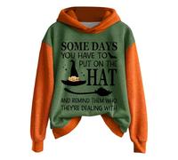 Some Days You Just Have to Put On The Hat Halloween Hoodies Women Funny Witch Sweatshirts Grande Taille Halloween Costumes Vacances Pull à manches longues Tops Fashion Scary Shirts, Z012 Vert, XL