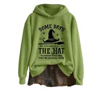 Some Days You Just Have to Put On The Hat Halloween Hoodies Women Funny Witch Sweatshirts Grande taille Halloween Costumes Festival Pull à manches longues Tops Chemises effrayantes Vêtements, Vert, L