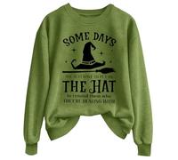 « Some Days You Just Have to Put On The Hat » Sweat-shirt d'Halloween pour femme - Haut de sorcière amusant - Grande taille - Costumes d'Halloween à manches longues - T-shirts de festival, Vert, L