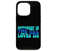 Somebody in The USA Loves Me Modern Boho Vibe Coque pour iPhone 13 Pro