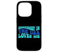 Somebody in The USA Loves Me Modern Boho Vibe Coque pour iPhone 14 Pro