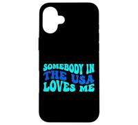 Somebody in The USA Loves Me Modern Boho Vibe Coque pour iPhone 16 Plus