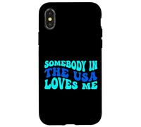 Somebody in The USA Loves Me Modern Boho Vibe Coque pour iPhone X/XS