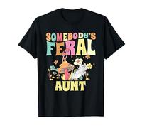 Somebody's Feral Aunt Champignon Chat Wild Auntie Groovy Floral T-Shirt