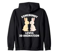 Somebunny Loves Animateur 3D Lapin de Pâques Animation 3D Sweat à Capuche