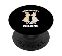 Somebunny Loves Welding Adorable Lapin de Pâques Soudeur Cadeau PopSockets PopGrip Adhésif