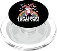 Somebunny Loves You est Un Joli Lapin Rose en Forme de cœur Arc-en-Ciel PopSockets PopGrip pour MagSafe