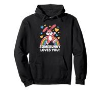 Somebunny Loves You est Un Joli Lapin Rose en Forme de cœur Arc-en-Ciel Sweat à Capuche