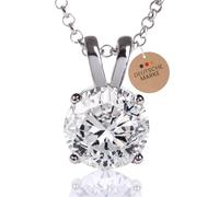 SOMEDA® Collier en argent 925 avec pendentif en moissanite, substitut de diamant de 1,2 ou 3 carats