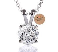 SOMEDA® Collier en argent 925 avec pendentif en moissanite, substitut de diamant de 1,2 ou 3 carats, bijou pour femme, cadeau pour petite amie, épouse, partenaire, Classic 2 Karat, Argent sterling,