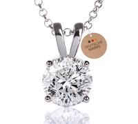 SOMEDA® Collier en argent 925 avec pendentif en moissanite, substitut de diamant de 1,2 ou 3 carats, bijou pour femme, cadeau pour petite amie, épouse, partenaire, Classic 1 Karat, Argent sterling,