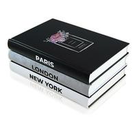 SOMEDA® Lot de 3 livres décoratifs Paris London New York avec pages vierges pour salon, table basse ou étagère