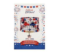 Someki Lot de 8 bracelets extensibles patriotiques en perles du 4 juillet - Avec perles en forme de lettres et breloque en forme d'étoile - Bijoux pour le jour de l'indépendance des États-Unis, Amour