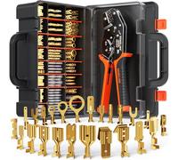 SOMELINE Jeu de pinces à sertir prises plates, pince à sertir pour 0,25-2,5 mm², avec 24 types de fiches plates/prises plates, largeur de fiche 2,8mm, 4,8mm, 6,3mm, jeu de connecteurs 2 en 1