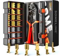 SOMELINE Kit de sertissage pour connecteurs ouverts, bornes de déconnexion non isolées mâles et femelles 2,8/4,8/6,3 mm, pince à sertir AWG 24-14 pour connecteurs Molex 2,13/2,36 mm
