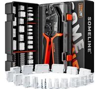 SOMELINE Kit Pince à Sertir et Connecteurs, 18 Types de Connecteurs Mini-Fit Jr 4,2 mm (2-16 Broches), Cosses AWG 24-16/0,25-1,5 mm², Pince à Sertir 0,05-1,5 mm², Compatible Molex, Dupont, KF2510